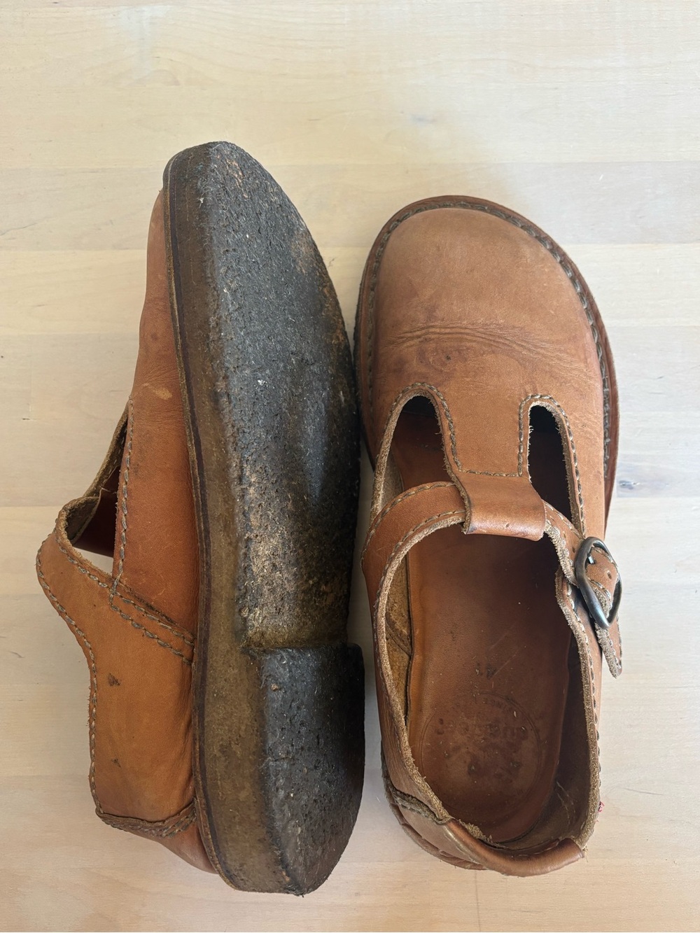 Brown Leather Mary Jane Duckfeet EU 41 - Picture 2 of 3